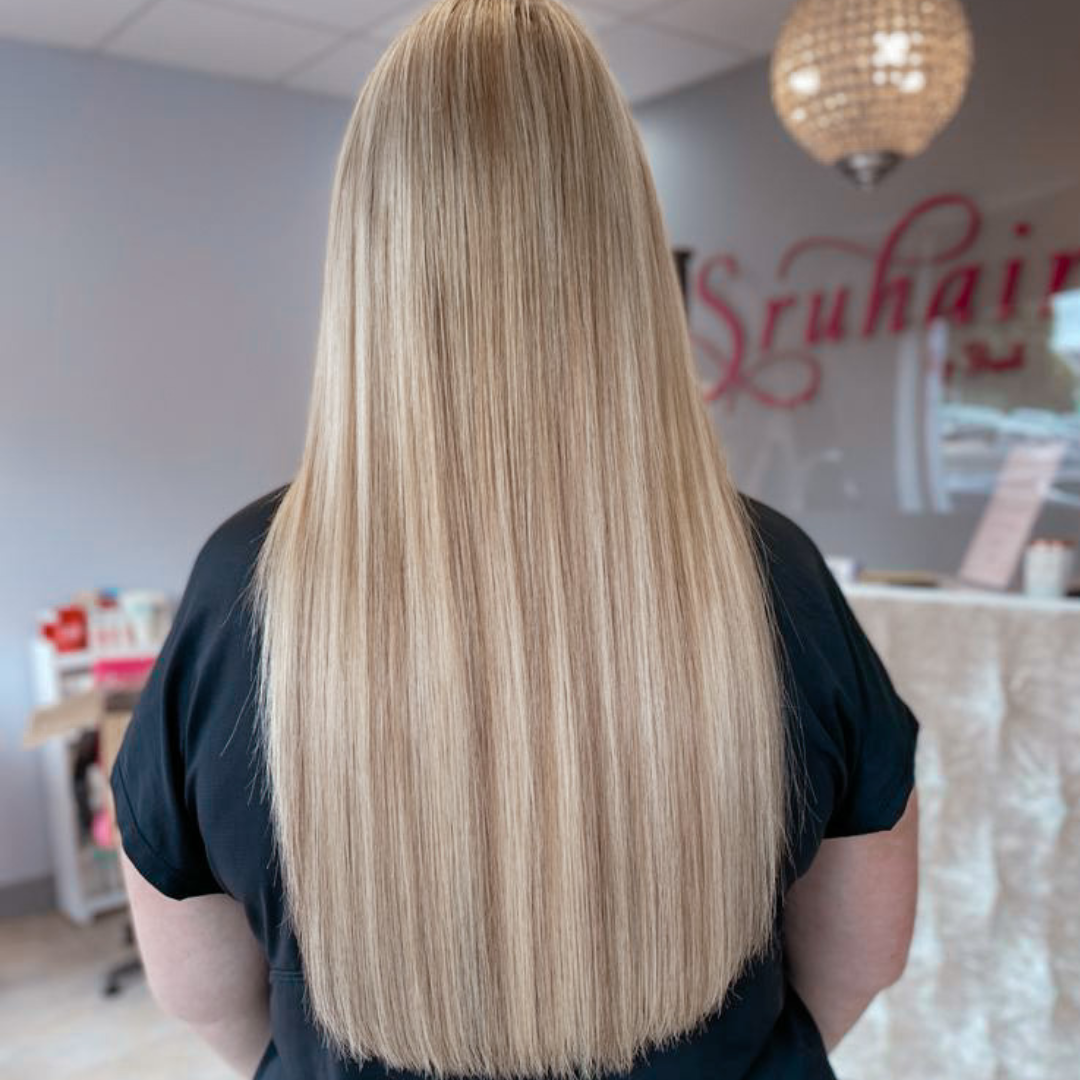 Hair Extensions Moycullen Co.Galway. Micro beads Keratin Bonds and Tape Hair Extension Methods. Sruhair By Brid